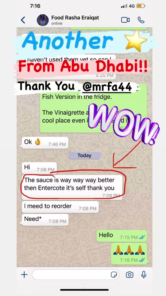 Customer message from Abu Dhabi, UAE
