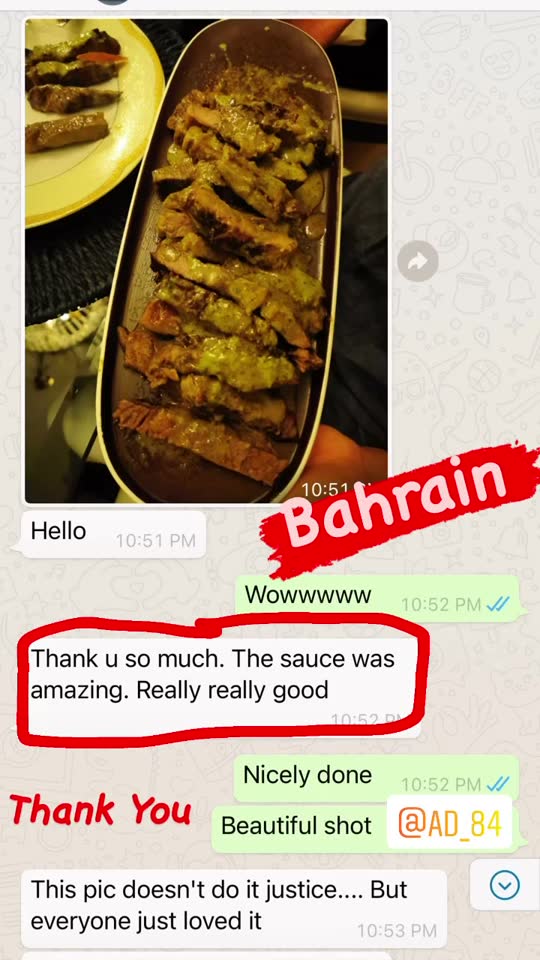 Customer message from Bahrain