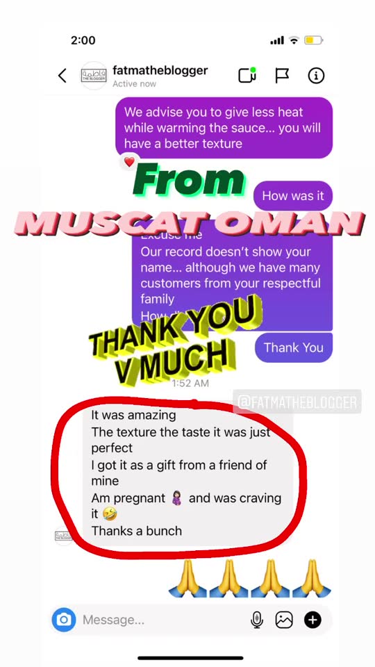 Customer message from Muscat, Oman
