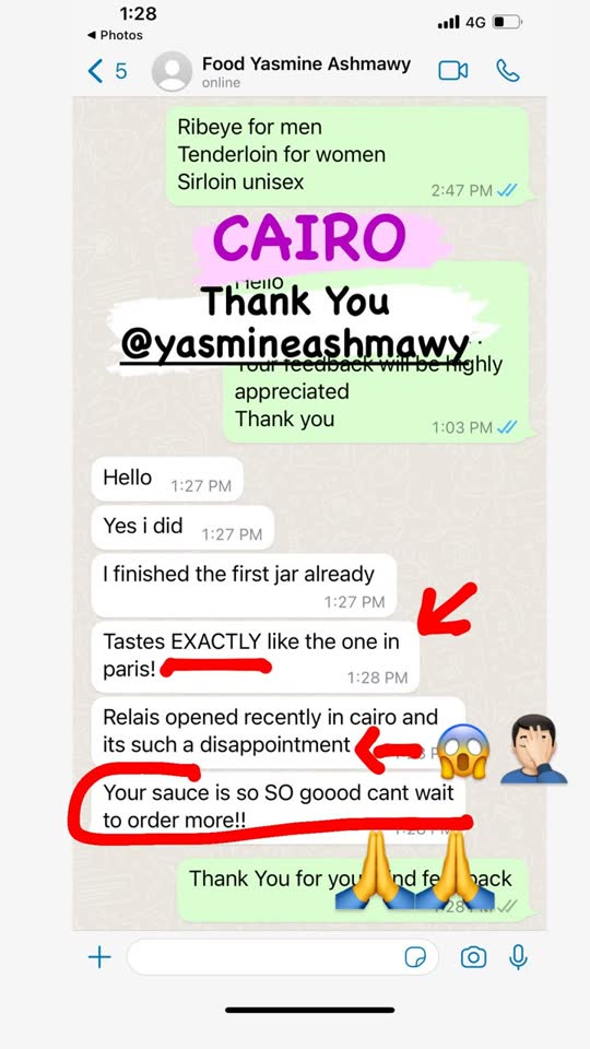 Customer message from Cairo, Egypt