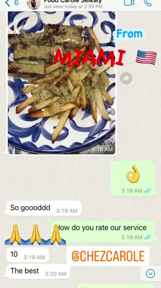 Customer message from Miami, USA
