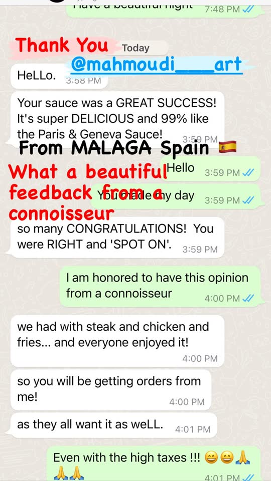 Customer message from Málaga, Spain