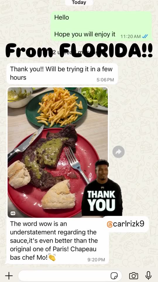 Customer message from Florida, USA